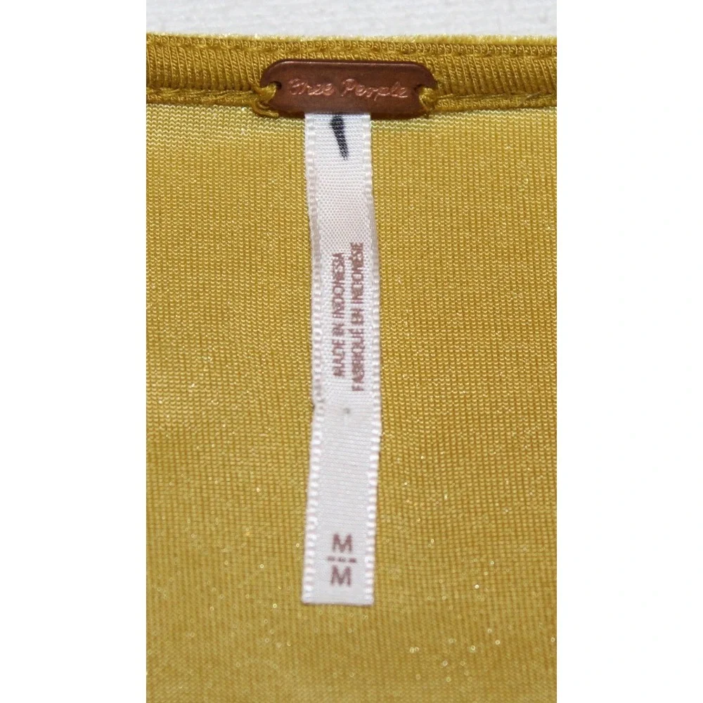 Free People velvet corset top Med mustard yellow puff sleeve square neck stretch
